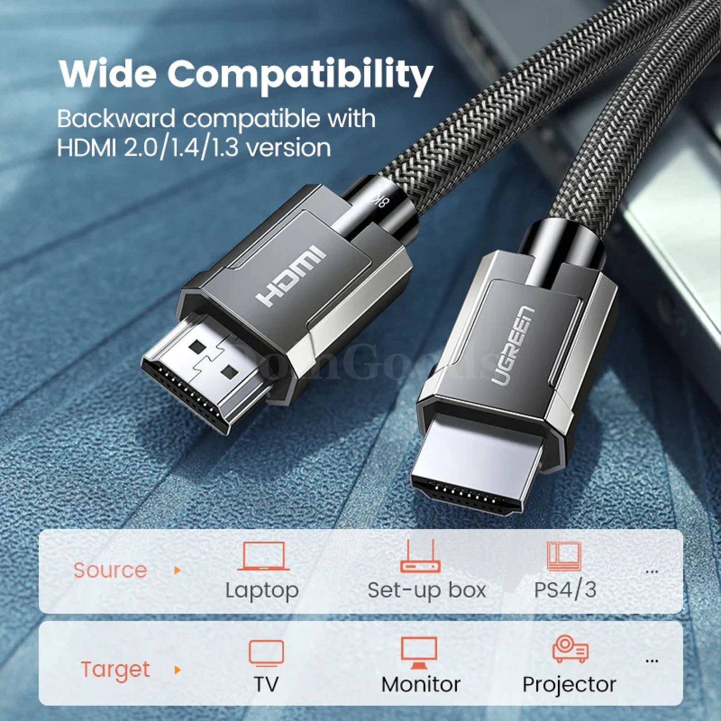 Ugreen 8K Hdmi-Compatible Cable Ultra High Speed 48Gbps For Ps5 Xiaomi Tv Box 301635