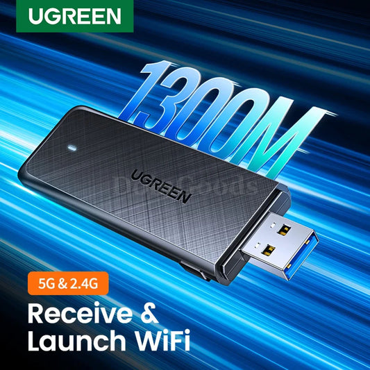 Ugreen Ac1300Mbps Usb3.0 Wifi Adapter Dual-Band 5G&2.4G For Pc Desktop Laptop 301635