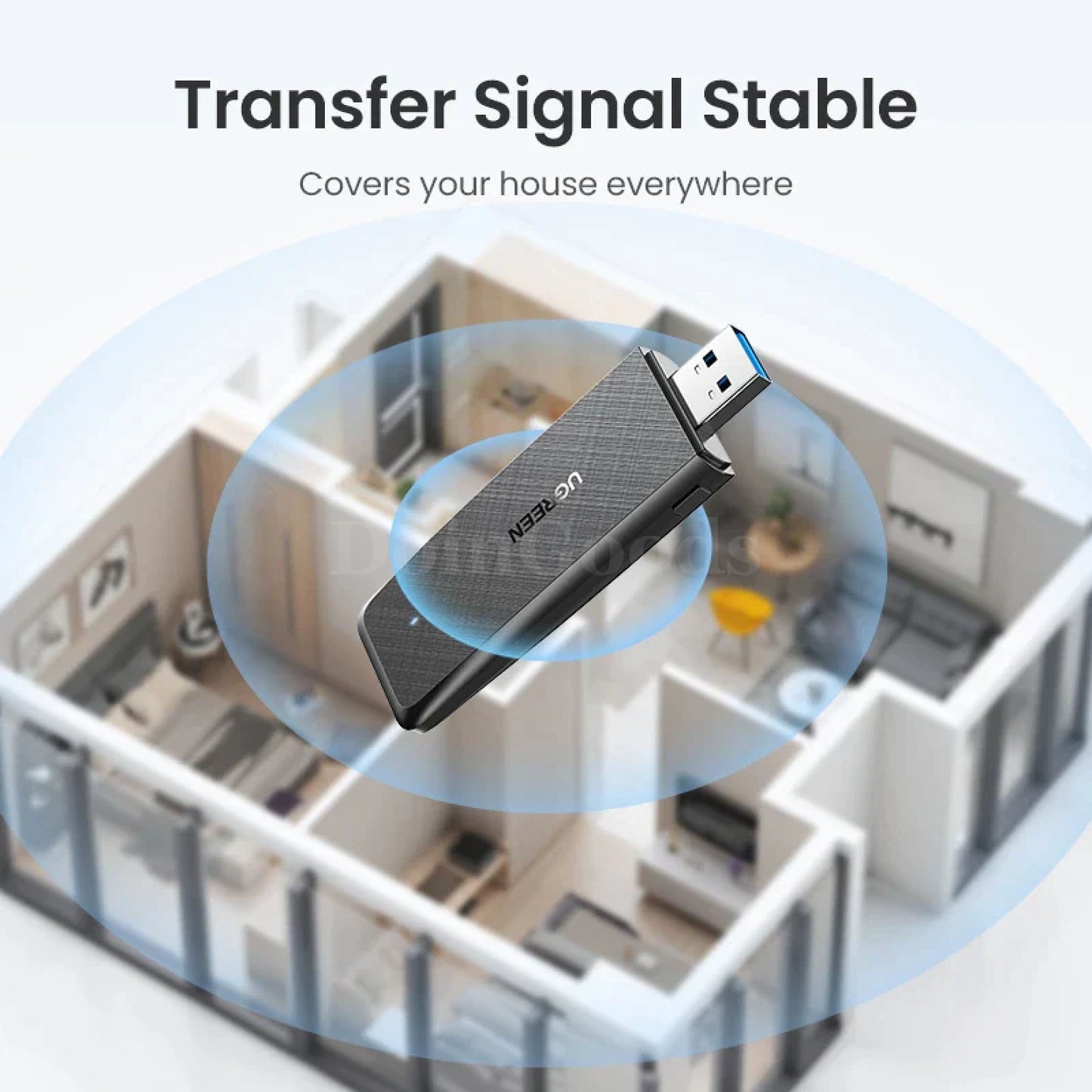 Ugreen Ac1300Mbps Usb3.0 Wifi Adapter Dual-Band 5G&2.4G For Pc Desktop Laptop 301635