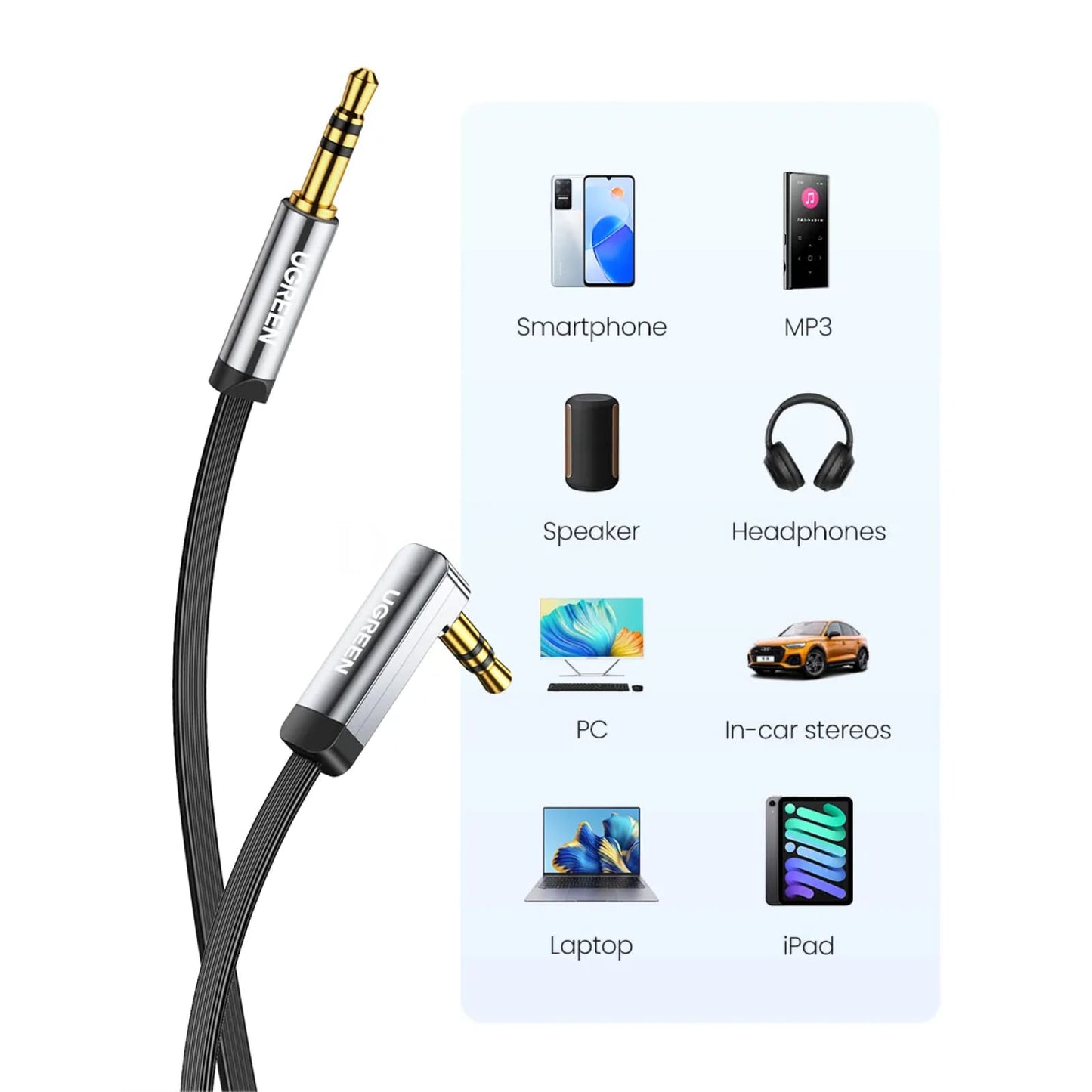 Ugreen Aux Cable Speaker 3.5Mm Jack Audio For Car Headphone Samsung Xiaomi 301635