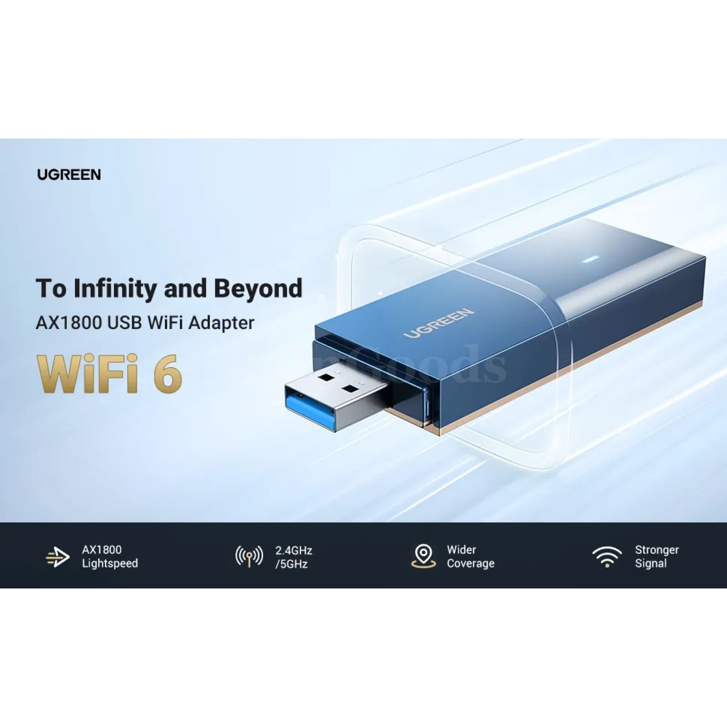 Ugreen Ax1800 Wifi6 Adapter Dual-Band 5G&2.4G Usb3.0 For Pc Laptop Usb Ethernet 301635