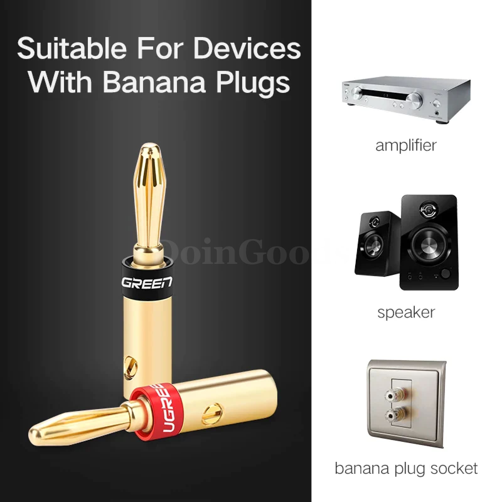 Ugreen Banana Connector Screw Jack Plug Adapter Speaker Wire Amplifier Audio 301635