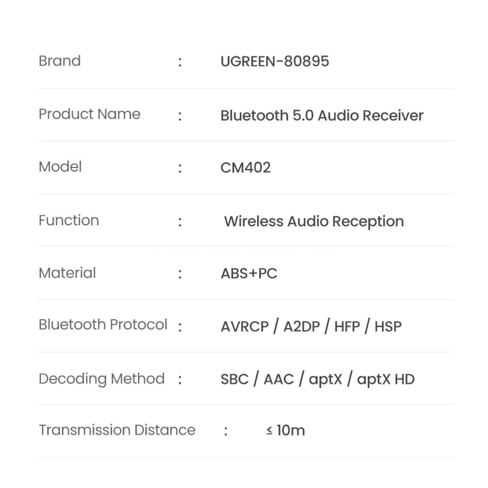 Ugreen Bluetooth 5.0 Receiver Usb Dac 3.5Mm Wireless Audio Amp Aptx Hd Adapter 301635