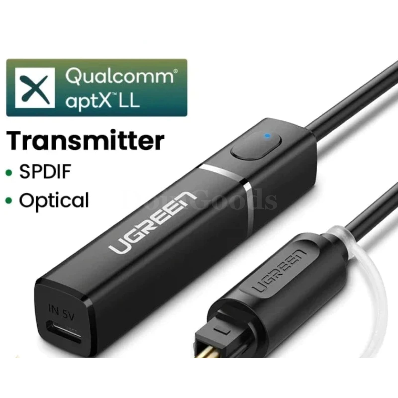 Ugreen Bluetooth 5.0 Transmitter Aptx Ll Tv Pc Headphone Optical Spdif Adapter 301635