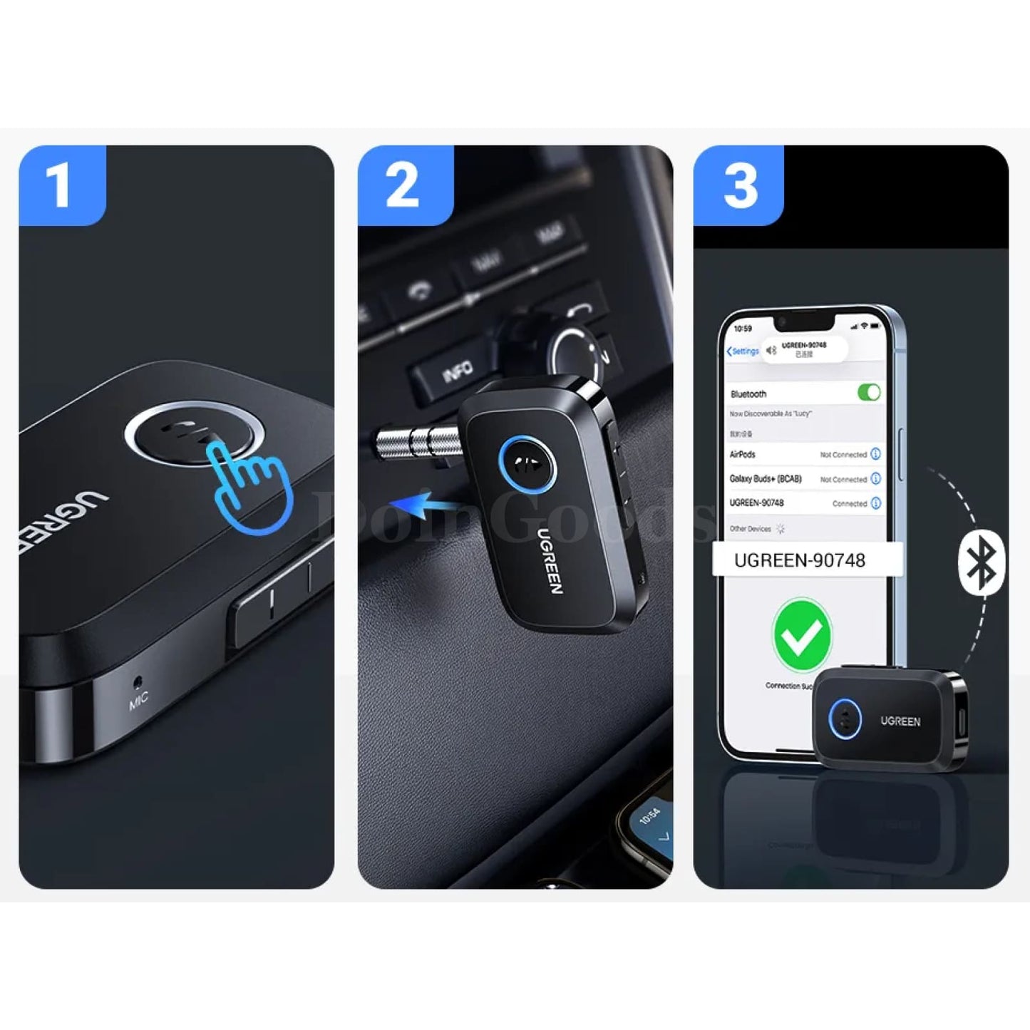 Ugreen Bluetooth 5.3 Car Receiver Adapter 3.5Mm Aux Speakers Audio Music 301635