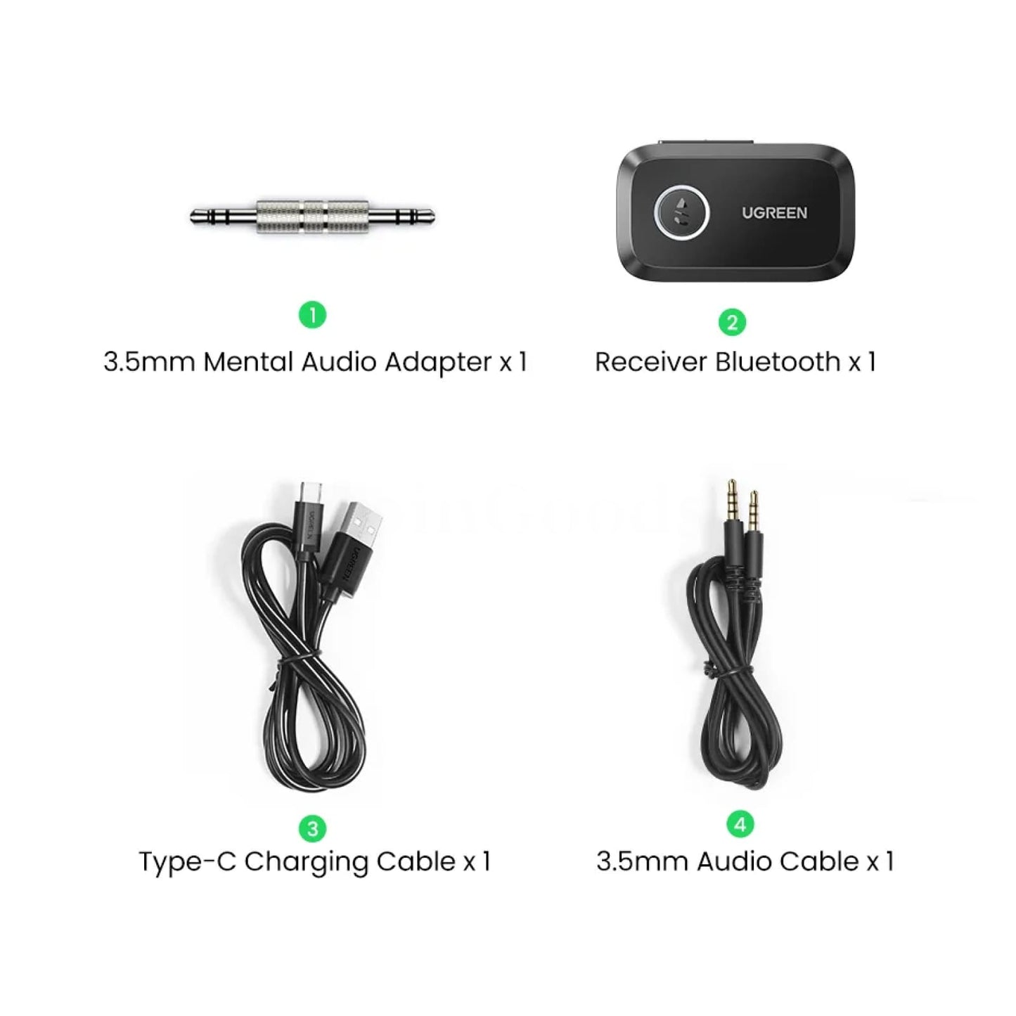 Ugreen Bluetooth 5.3 Car Receiver Adapter 3.5Mm Aux Speakers Audio Music 301635