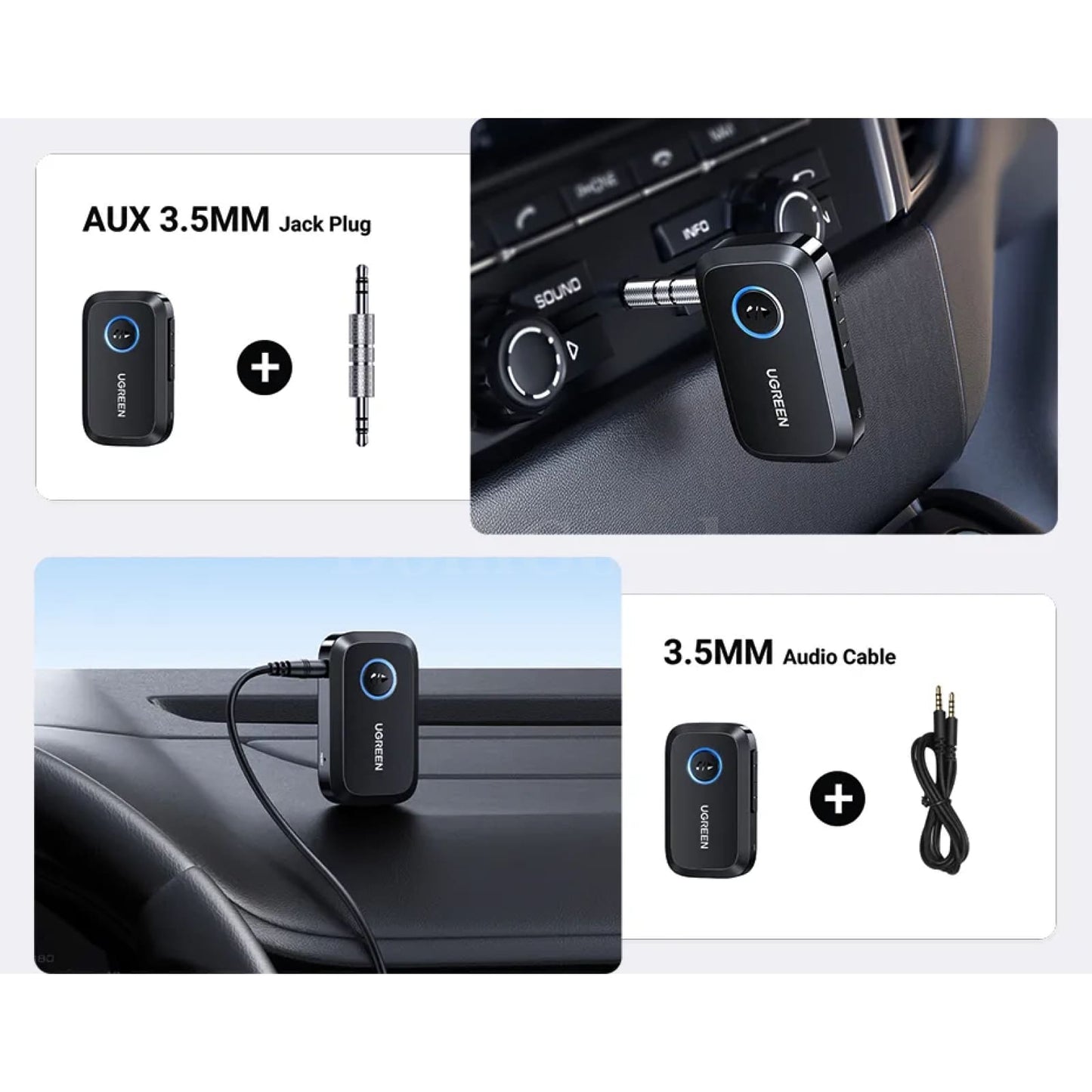 Ugreen Bluetooth 5.3 Car Receiver Adapter 3.5Mm Aux Speakers Audio Music 301635