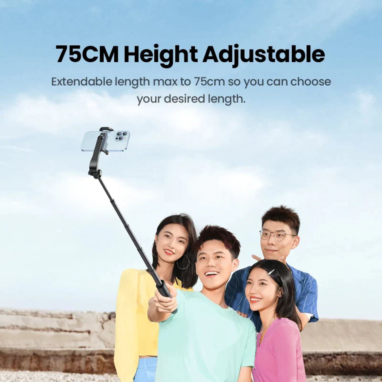 Ugreen Bluetooth Selfie Stick Tripod Stand 750Mm Extendable 10M Remote Shutter 301635