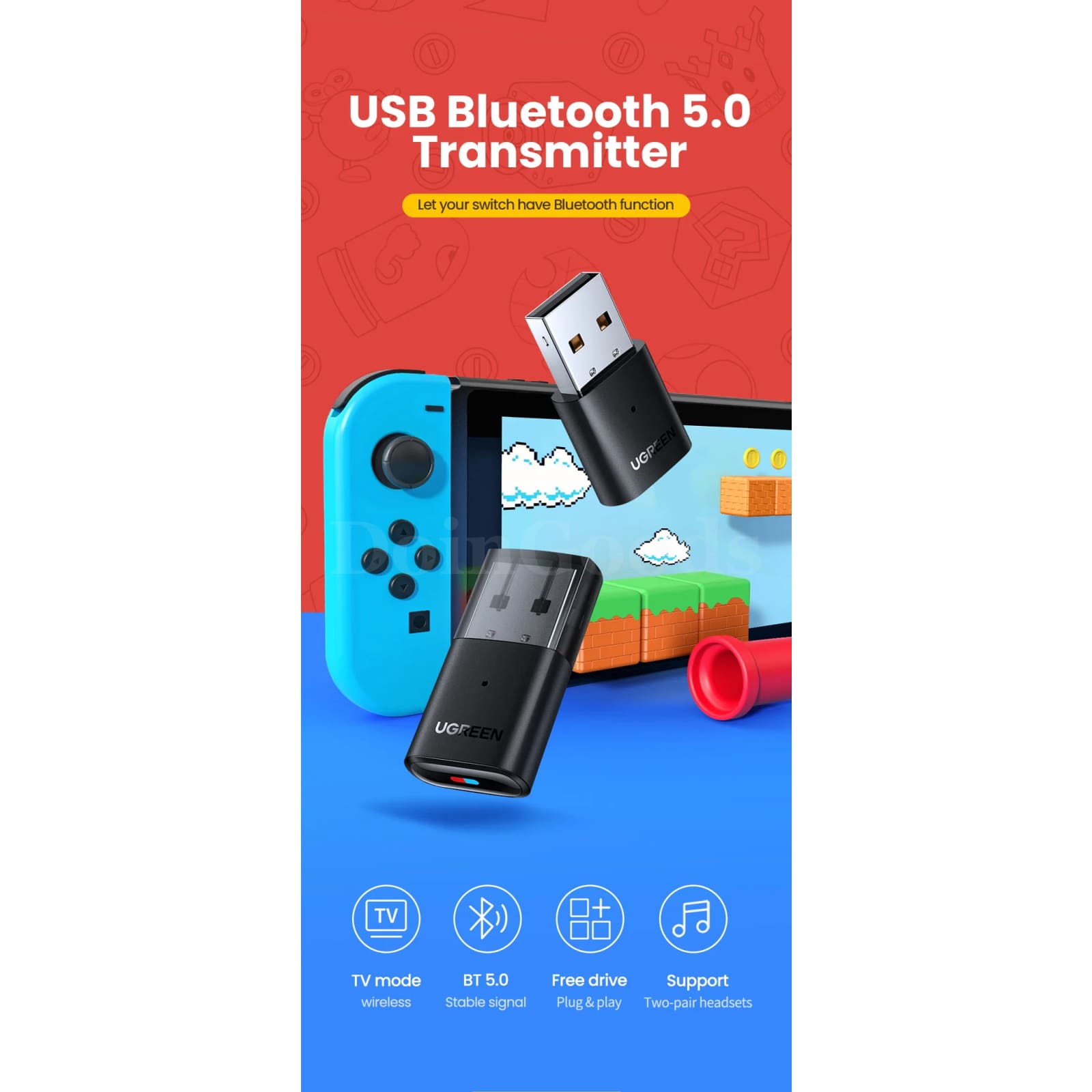 Ugreen Bluetooth Transmitter Audio Adapter Airpods Pc Ps Pro Nintendo Switch Usb 301635