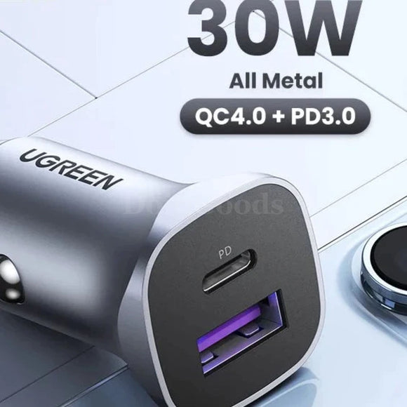 Ugreen Car Charger Fast Usb Type C Quick Charge 4.0 3.0 Iphone 15/14/13 Xiaomi 301635