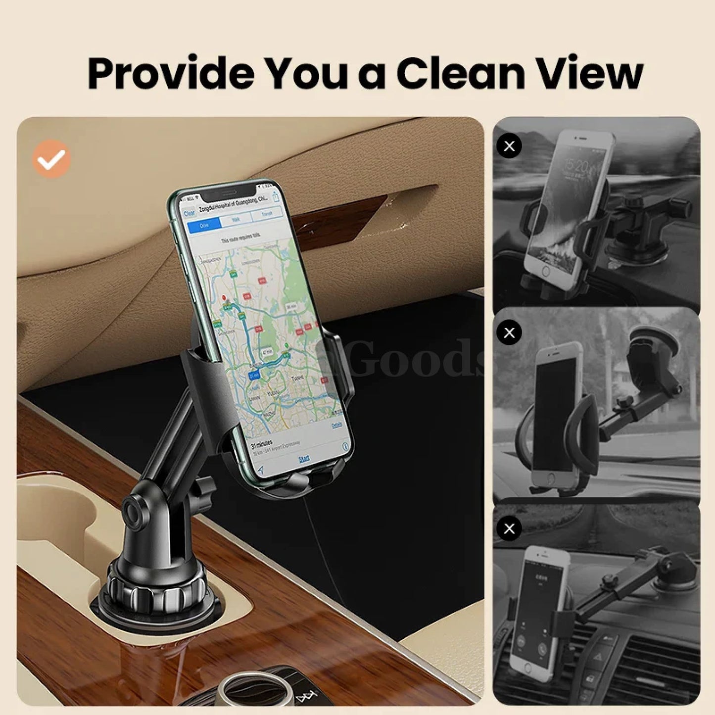 Ugreen Car Cup Phone Holder Stand For Iphone 15 14 Pro Max Xiaomi Huawei 301635