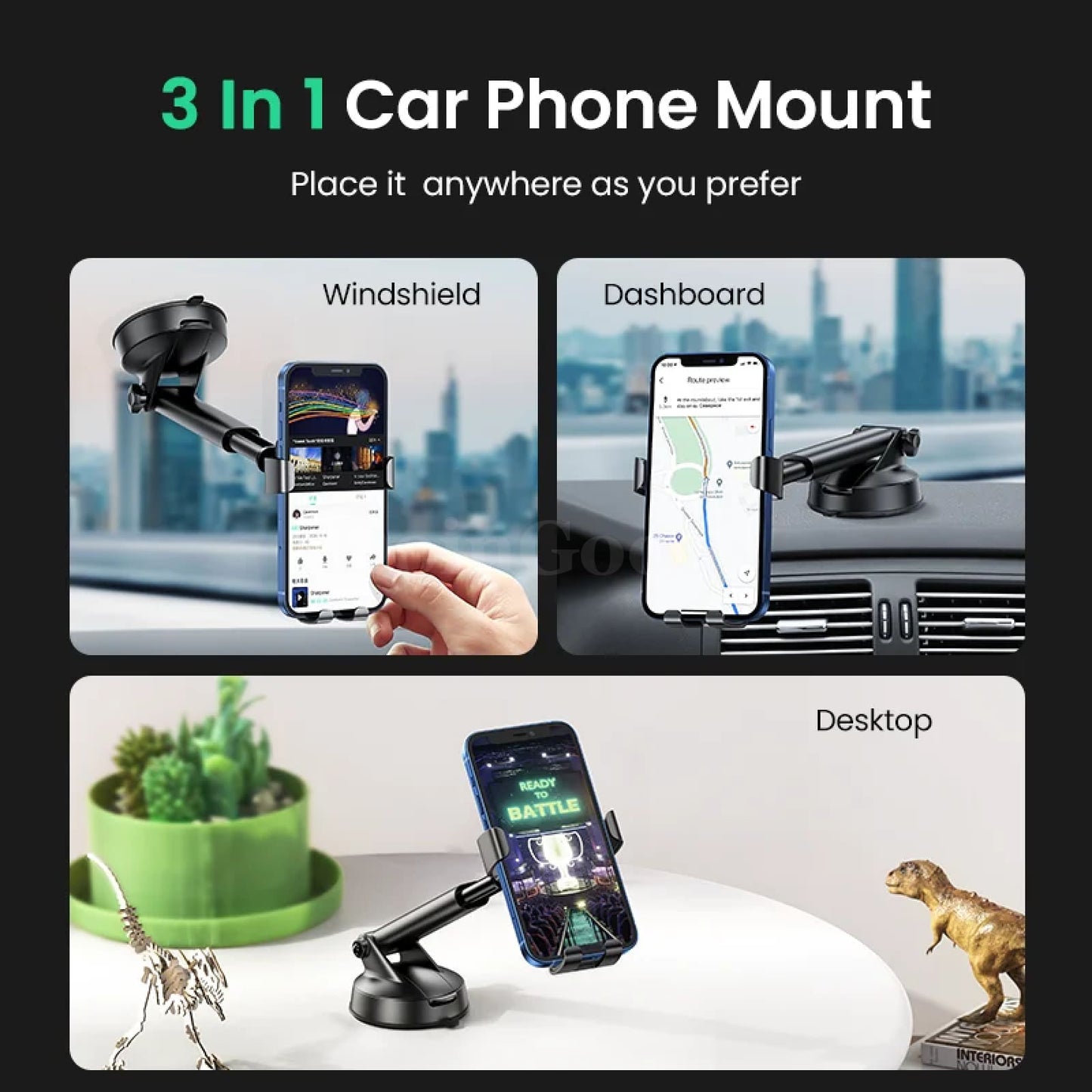 Ugreen Car Phone Holder Gravity Stand Suction Cup For Iphone Pro Xiaomi Samsung 301635