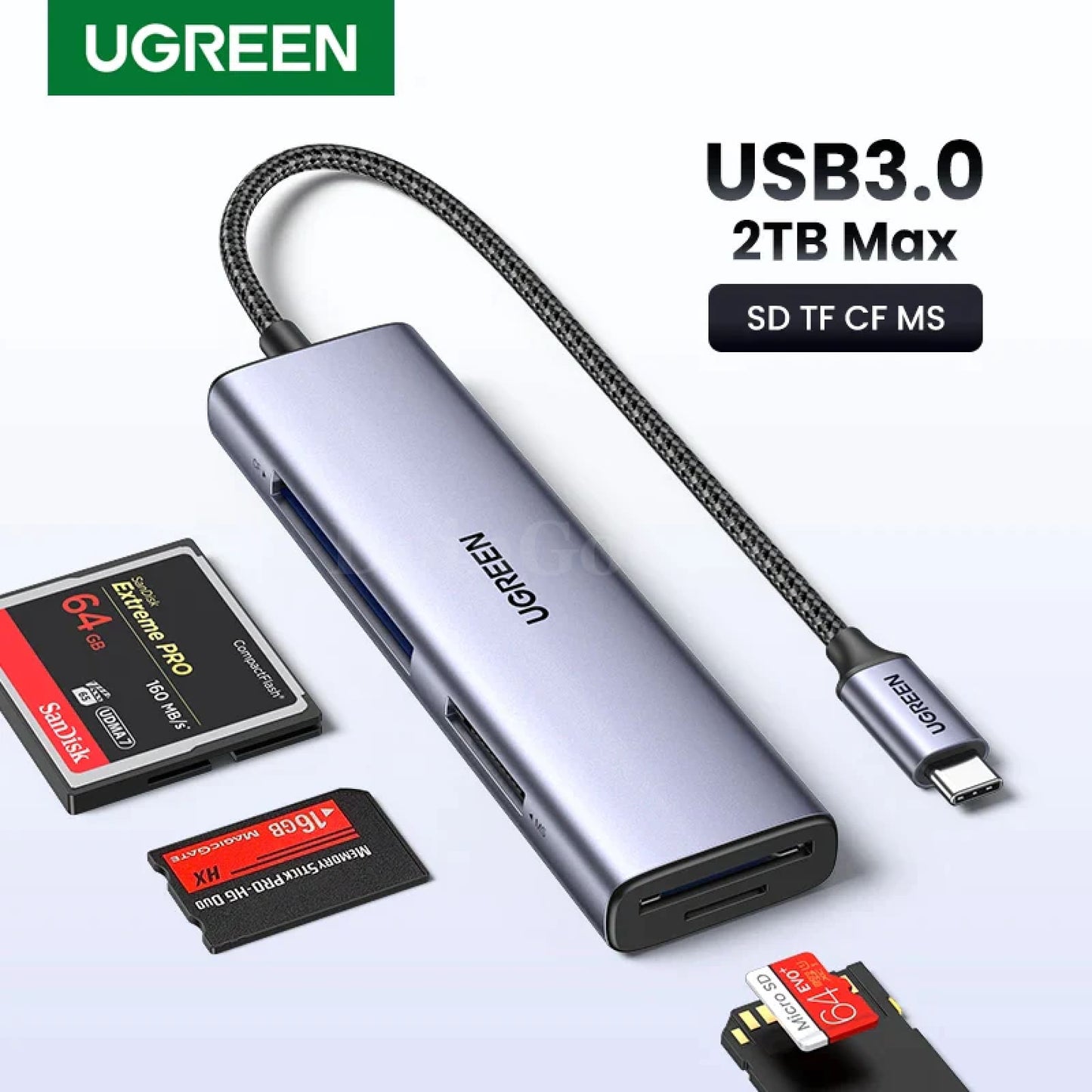 Ugreen Card Reader Usb3.0 4-In-1 Usb-C To Sd Tf Cf Ms Laptop Pc Windows Mac Os 301635