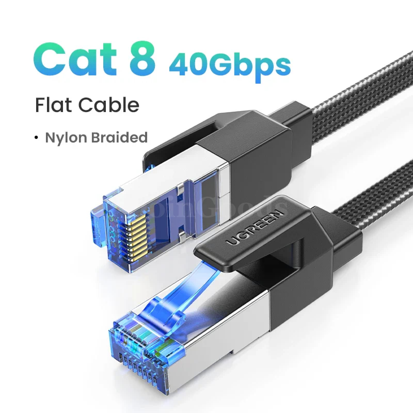 Ugreen Cat8 Ethernet Cable 40Gbps Cotton Braided Pvc Pc Ps5/4 Router Rj45 Cat 8 Flat / 20M 301635