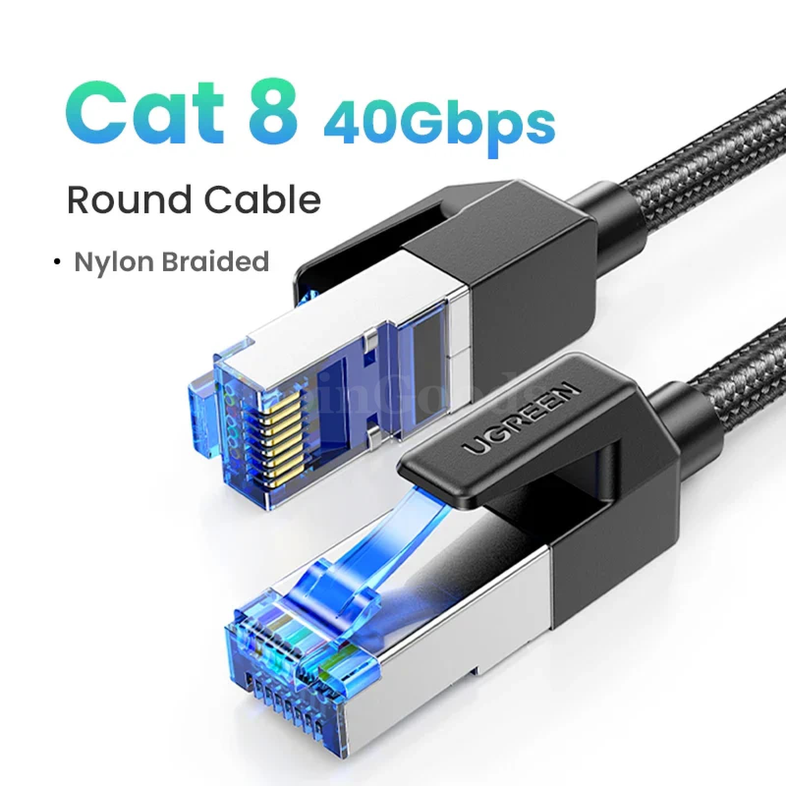 Ugreen Cat8 Ethernet Cable 40Gbps Cotton Braided Pvc Pc Ps5/4 Router Rj45 Cat 8 Round / 10M 301635