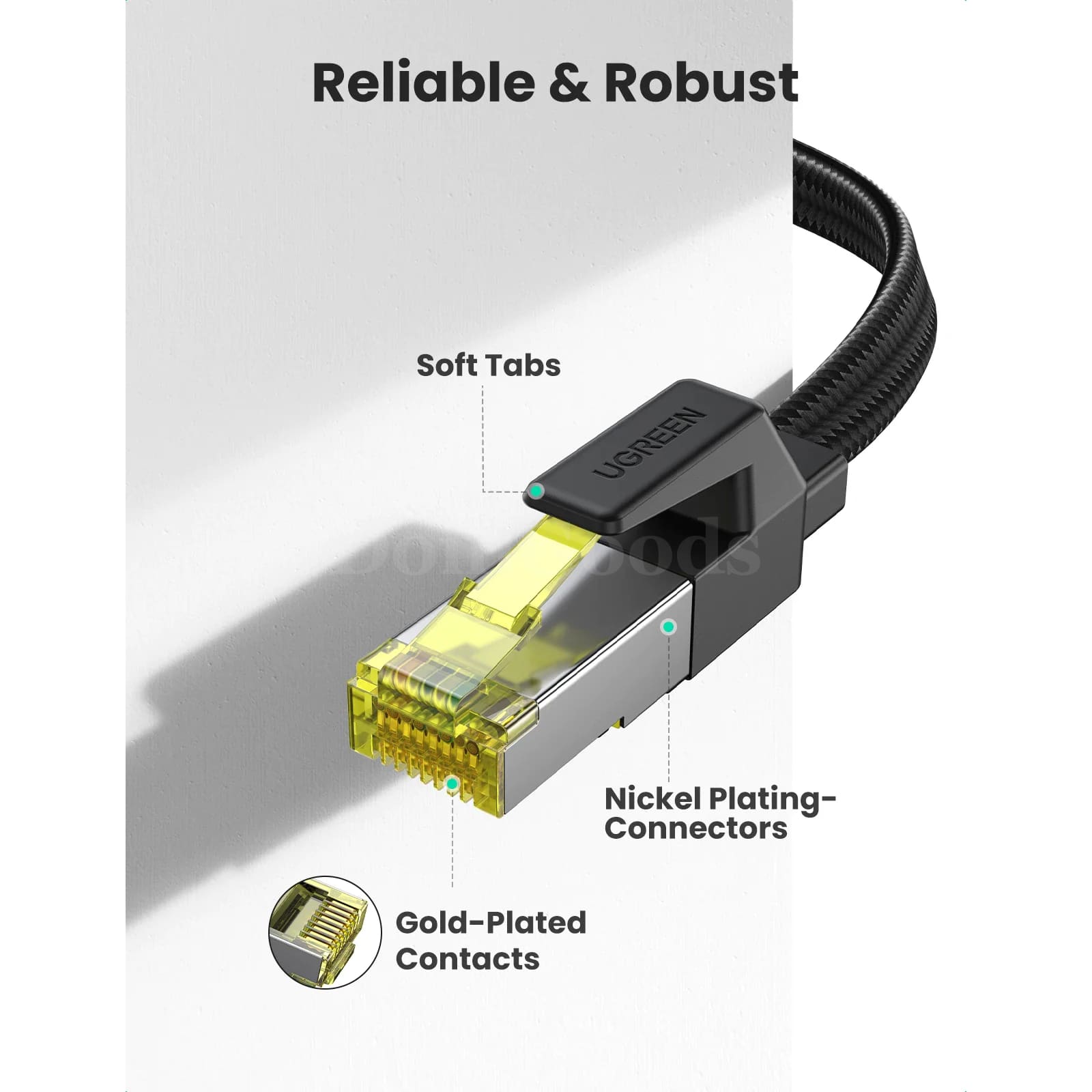 Ugreen Ethernet Cable Cat7 10Gbps Cotton Braided Lan Cord For Modem Ps5/4 Router 301635