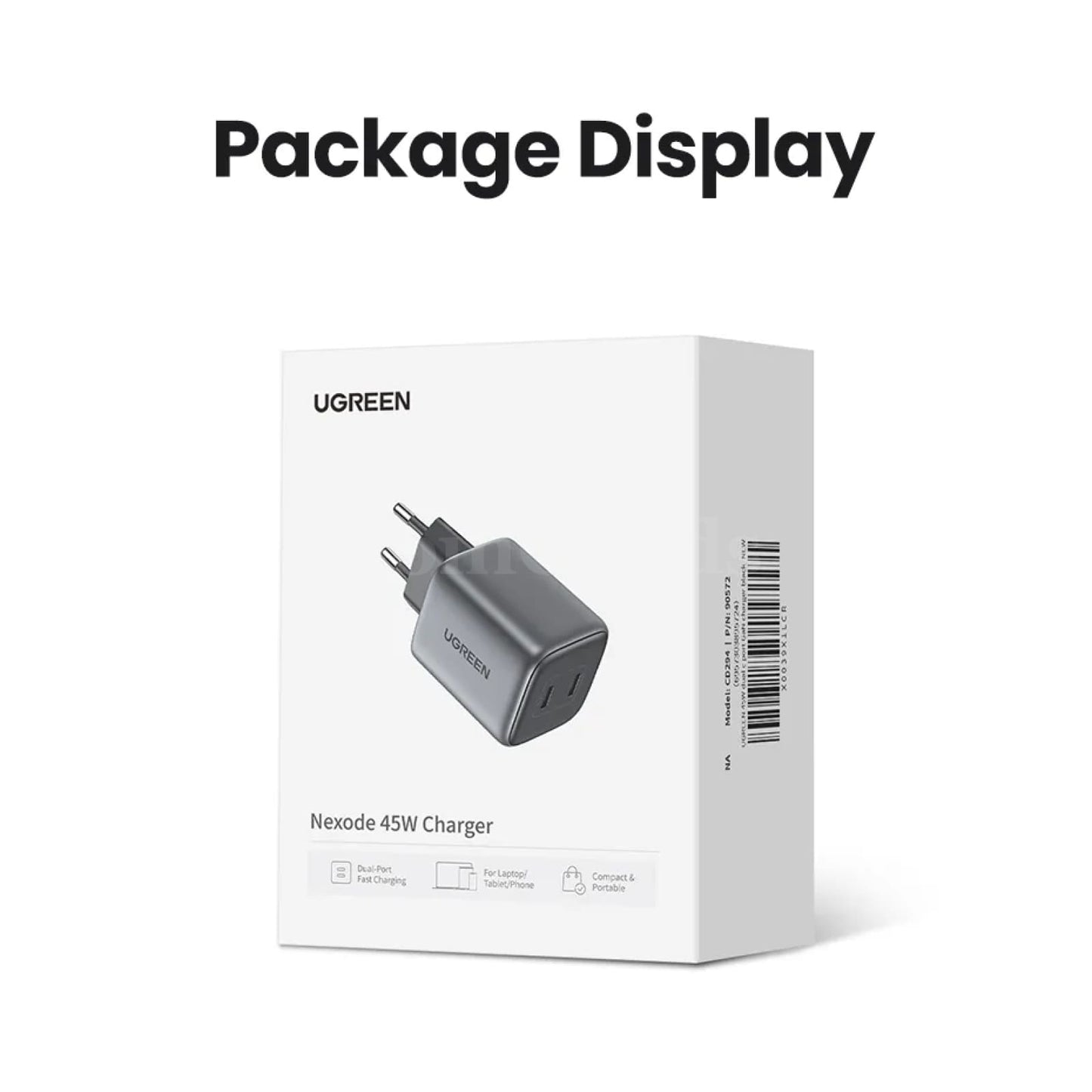 Ugreen Gan 45W Usb Charger Fast Pd Qc 3.0 C Quick Iphone Samsung 301635