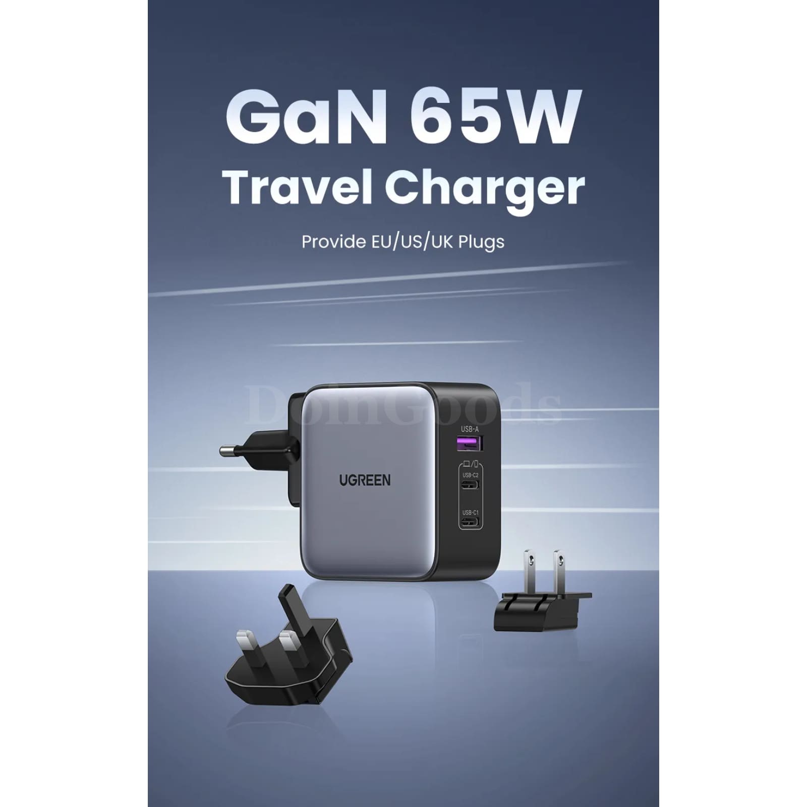 Ugreen Gan 65W Travel Adapter All-In-One Usb Port Type C Wall Charger Us Eu Uk 301635