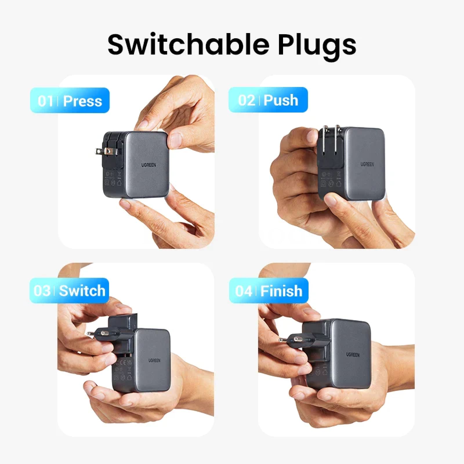 Ugreen Gan 65W Travel Adapter All-In-One Usb Port Type C Wall Charger Us Eu Uk 301635
