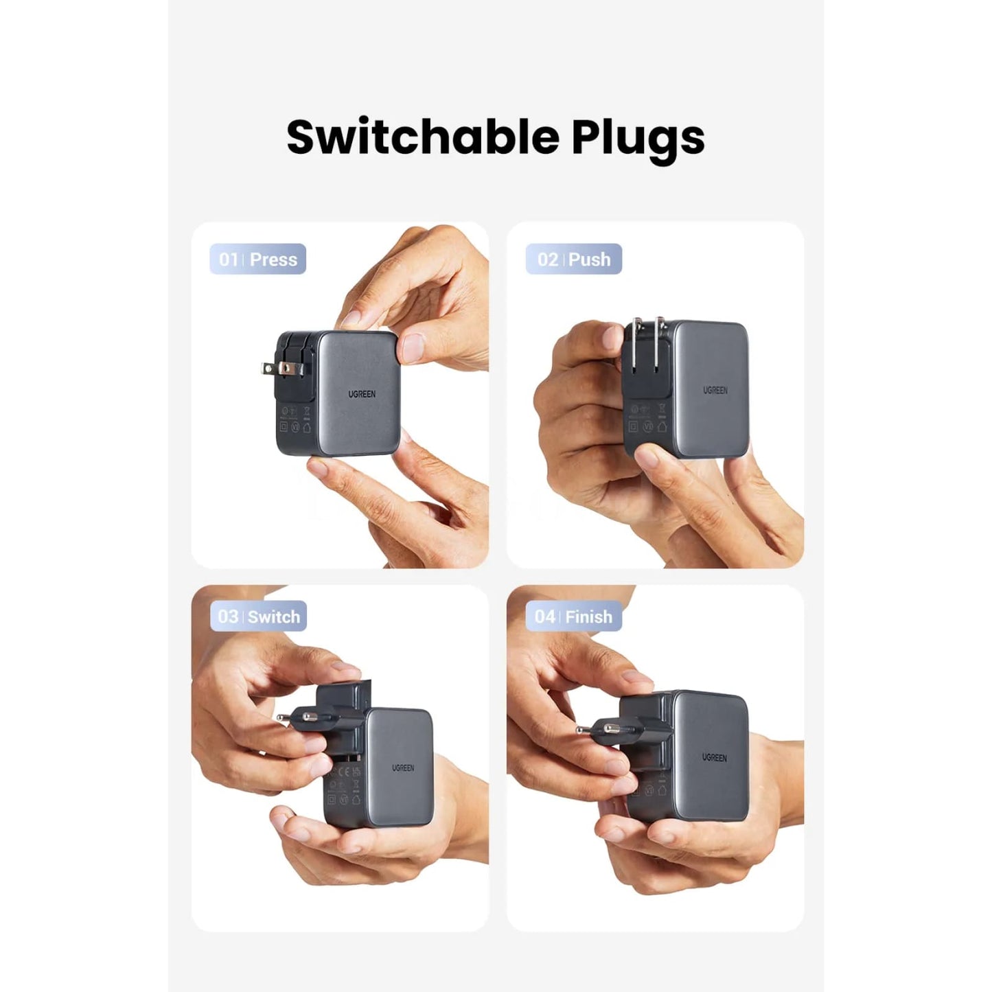 Ugreen Gan 65W Travel Adapter All-In-One Usb Port Type C Wall Charger Us Eu Uk 301635