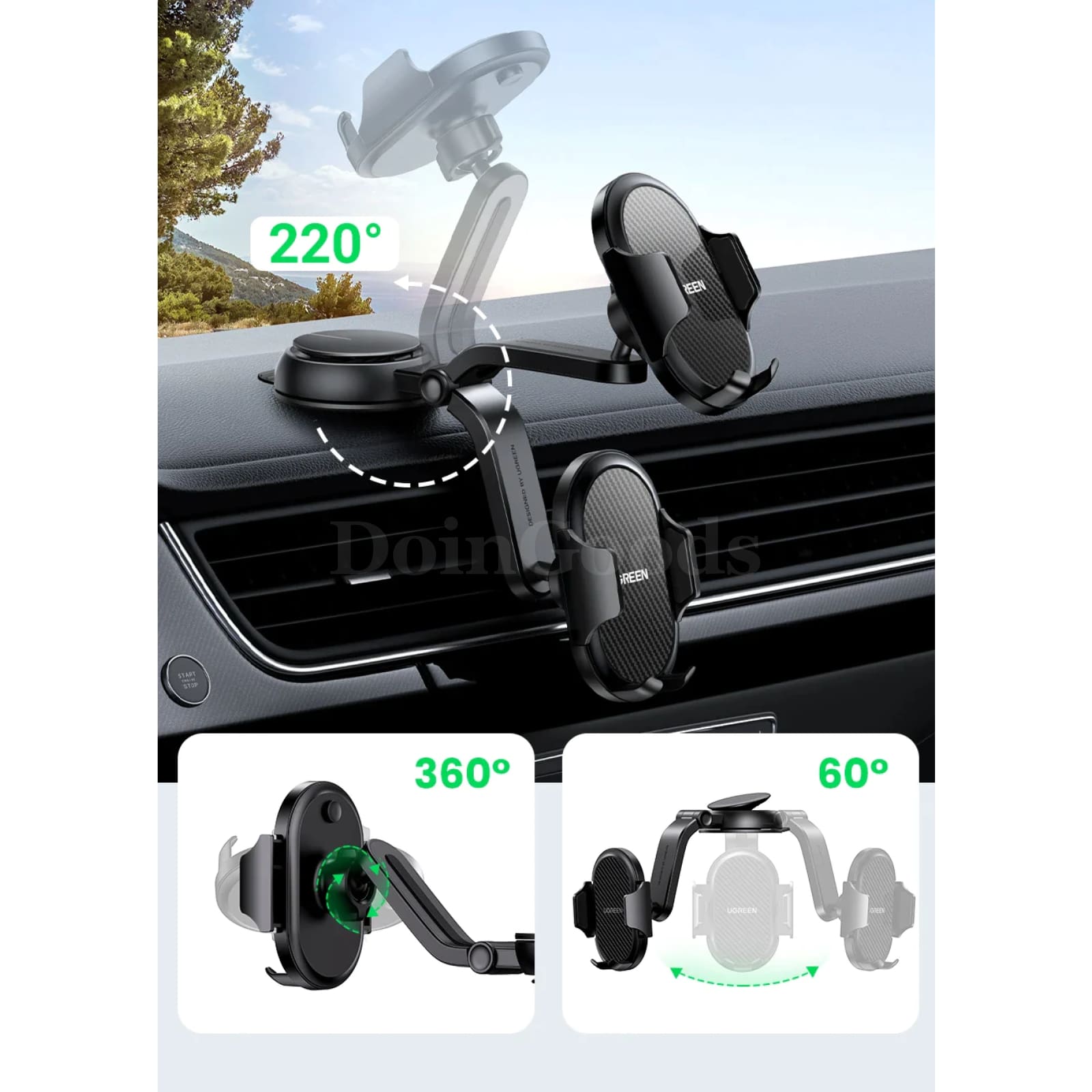 Ugreen Gravity Car Phone Holder Dashboard Stand Iphone 15 14 Pro Xiaomi Samsung 301635