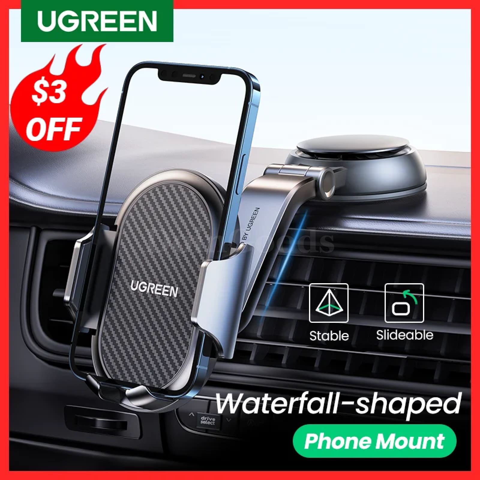 Ugreen Gravity Car Phone Holder Dashboard Stand Iphone 15 14 Pro Xiaomi Samsung 301635