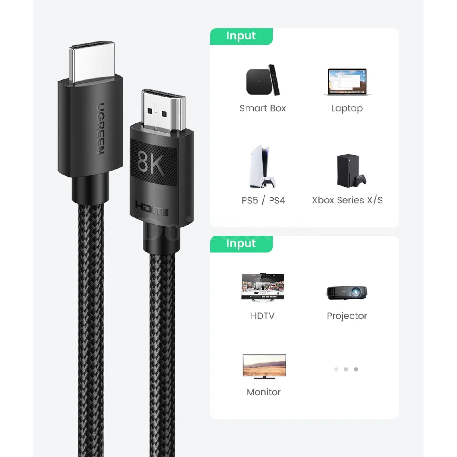 Ugreen Hdmi 2.1 Cable Ultra High-Speed 8K/60Hz 4K/120Hz 48Gbps Ps5 Xiaomi Mi Box 301635