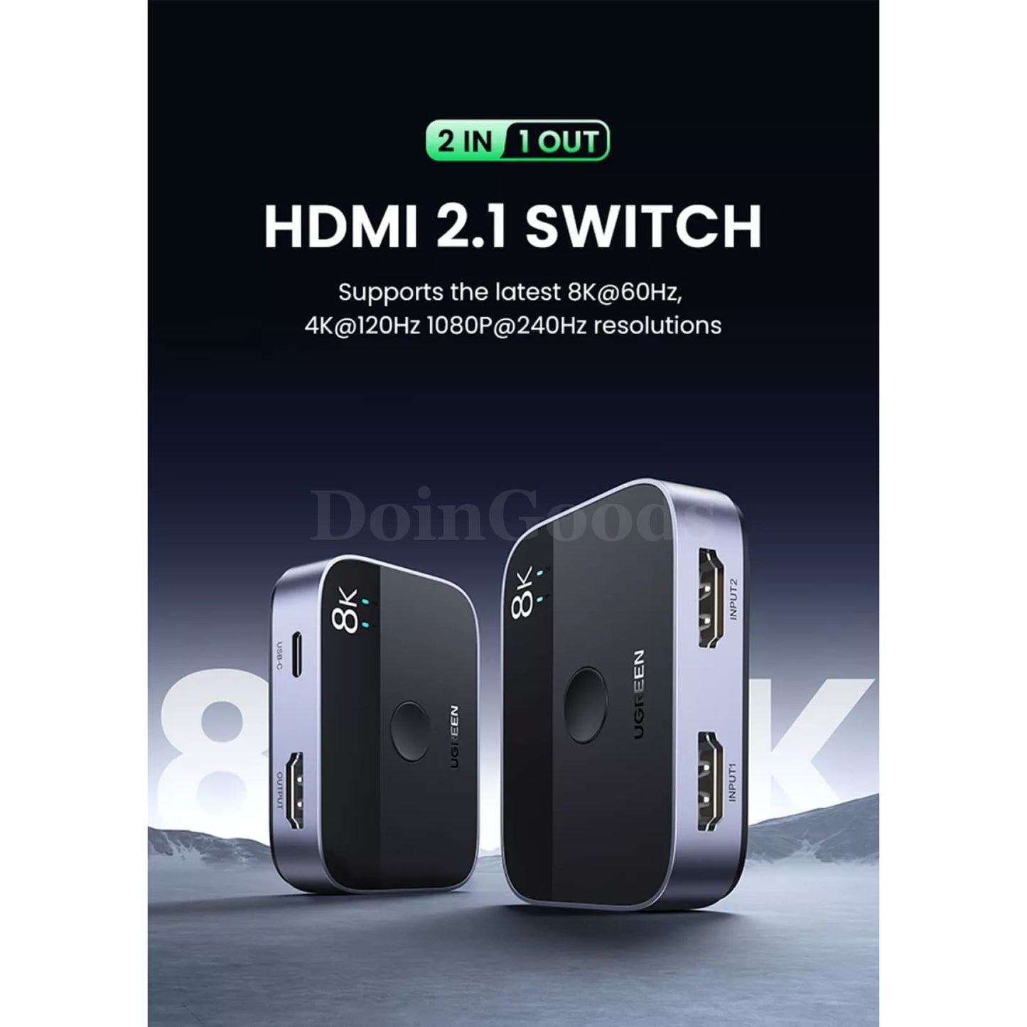 Ugreen Hdmi 2.1 Splitter Switch 8K 60Hz 4K 120Hz 2-In-1 Out For Xbox Series Ps5 301635