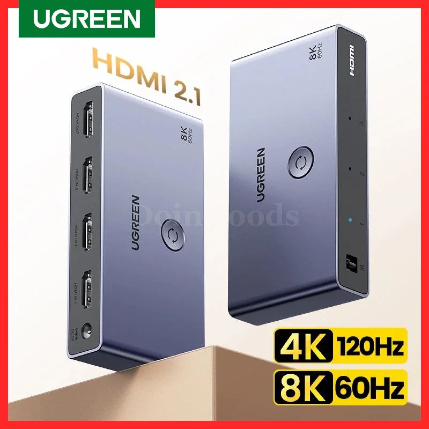 Ugreen Hdmi 2.1 Switcher 8K 60Hz 4K120Hz 3 In 1 Out Remote Control Xbox Ps5 301635