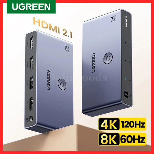 Ugreen Hdmi 2.1 Switcher 8K 60Hz 4K120Hz 3 In 1 Out Remote Control Xbox Ps5 301635