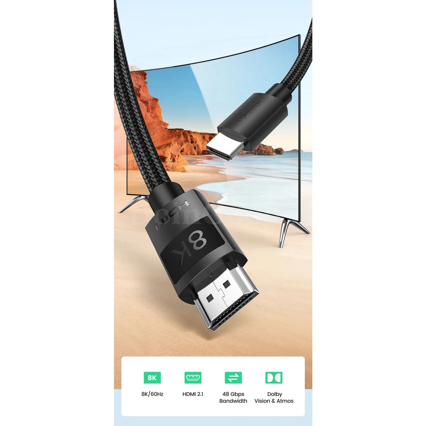 Ugreen Hdmi-Compatible 2.1 Cable Ultra High-Speed 8K/60Hz 4K/120Hz Xiaomi Mi Box 301635