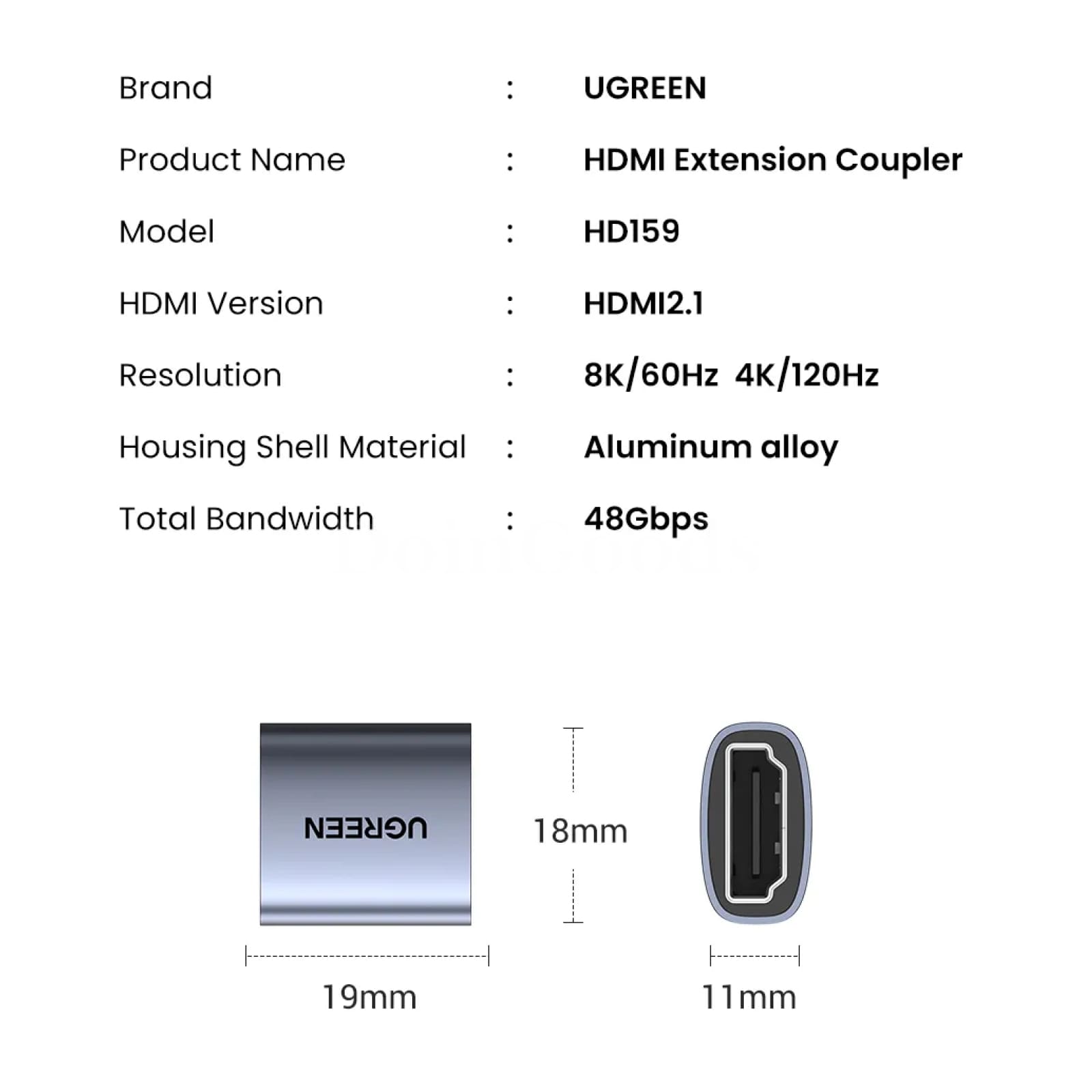 Ugreen Hdmi-Compatible Coupler 8K Female Extension Connector Ps5 Roku Monitors 301635