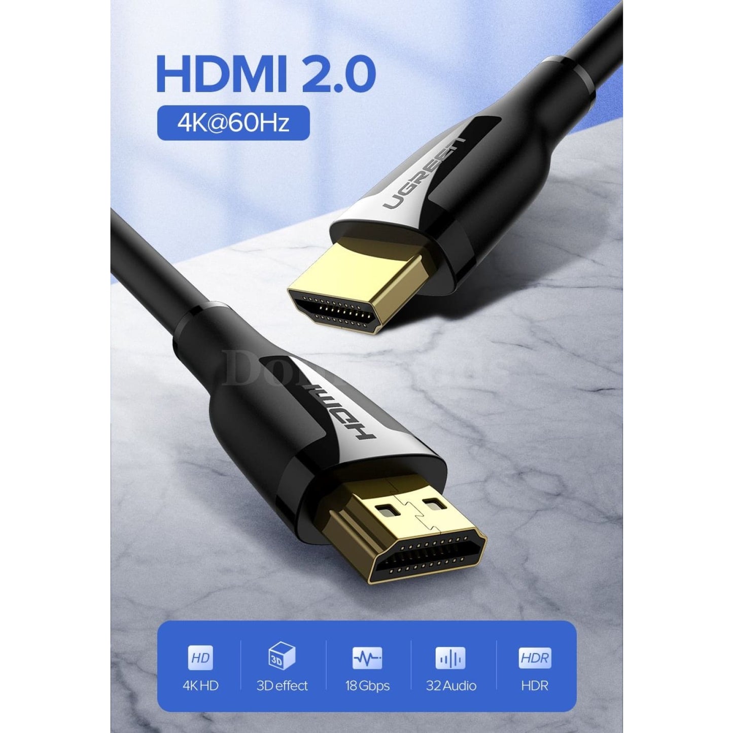 Ugreen High Quality Hdmi Cable Angle 90 Degree 8Ft 4K Speed Gold Plated 3Ft 301635