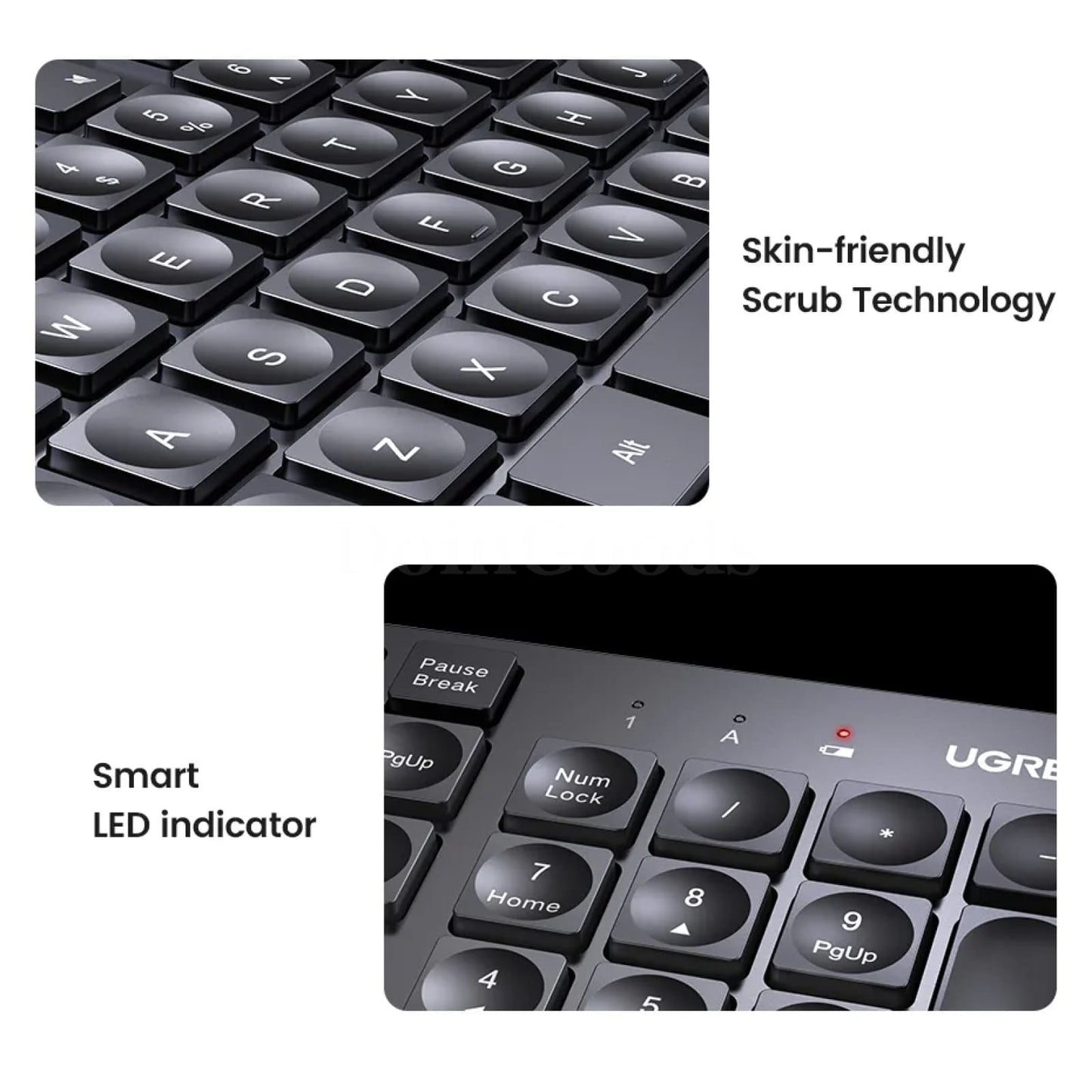 Ugreen Keyboard Mouse Wireless 2.4G English Russian Keycap Macbook Tablet Pc 301635