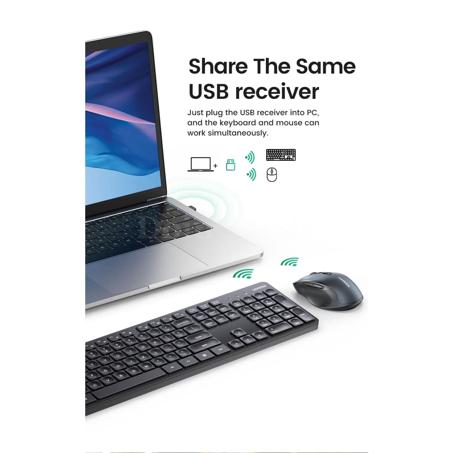 Ugreen Keyboard Mouse Wireless 2.4G English Russian Keycap Macbook Tablet Pc 301635