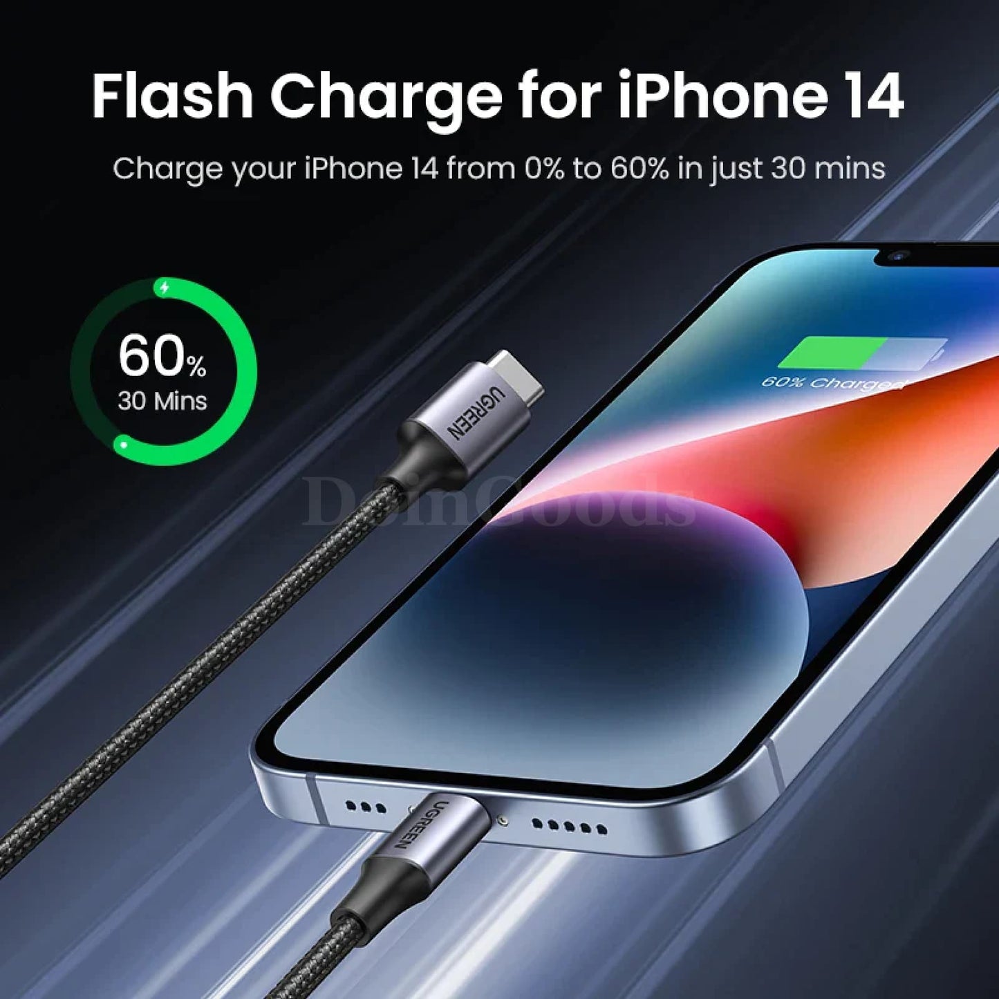 Ugreen Mfi 20W Pd Usb-C To Lightning Fast Charge Cable For Iphone 14/13 Pro Max 301635