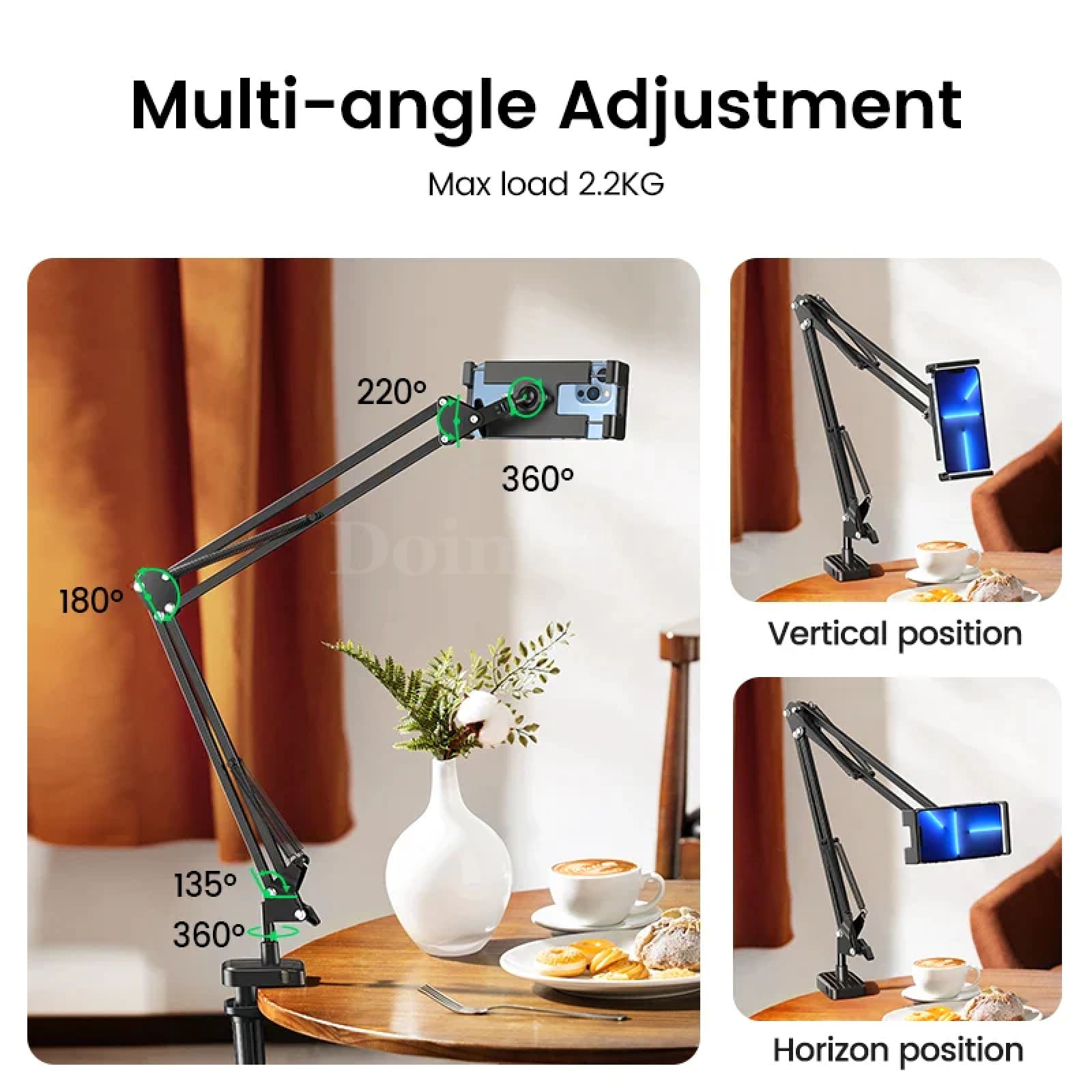 Ugreen Long Arm Aluminum Adjustable Tablet Phone Stand Ipad Pro Mini Air Xiaomi 301635