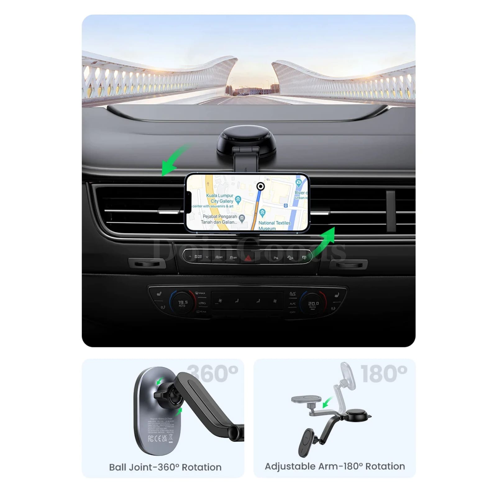 Ugreen Magnetic Wireless Car Charger Adsorbable Mount Iphone 15 Charging Holder 301635