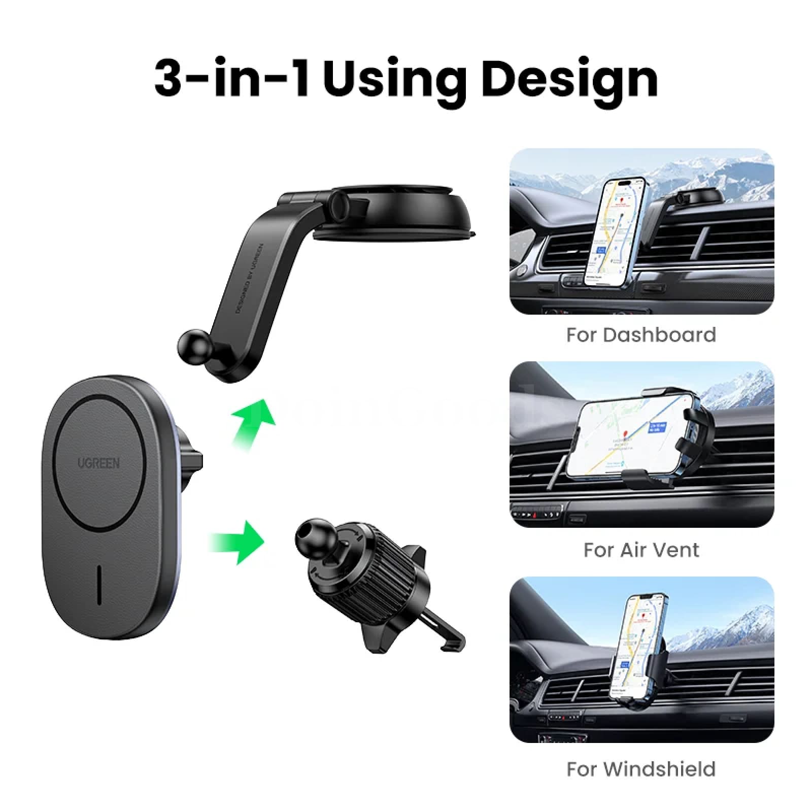 Ugreen Magnetic Wireless Car Charger Adsorbable Mount Iphone 15 Charging Holder 301635