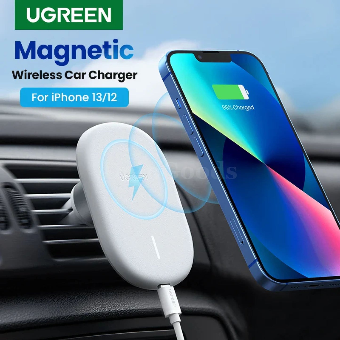 Ugreen Magnetic Wireless Car Charger Qi Phone Holder Iphone 13 12 Air Vent Mount 301635