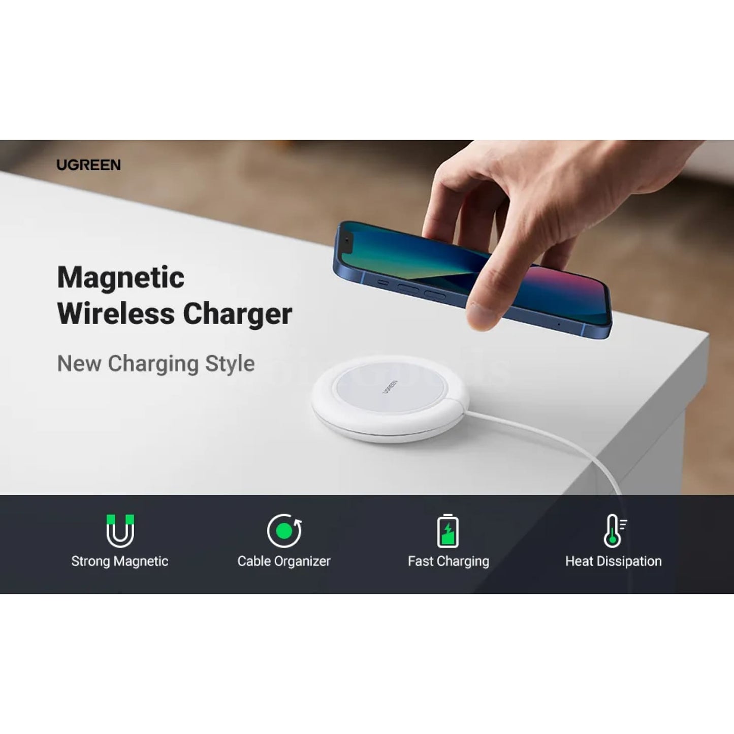 Ugreen Magnetic Wireless Charger 7.5W Iphone 14 Pro Max Airpods Usb C Portable 301635