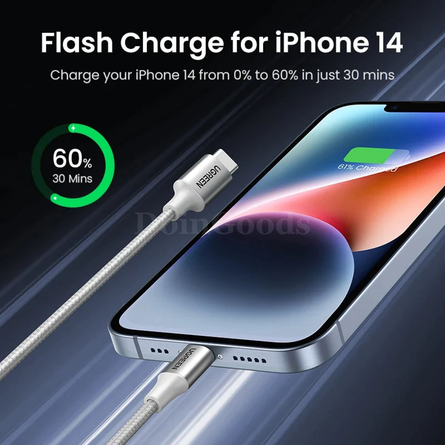 Ugreen Mfi-Certifird 20/30W Usb Type C To Lightning Cable For Iphone 14 Pro Max 301635