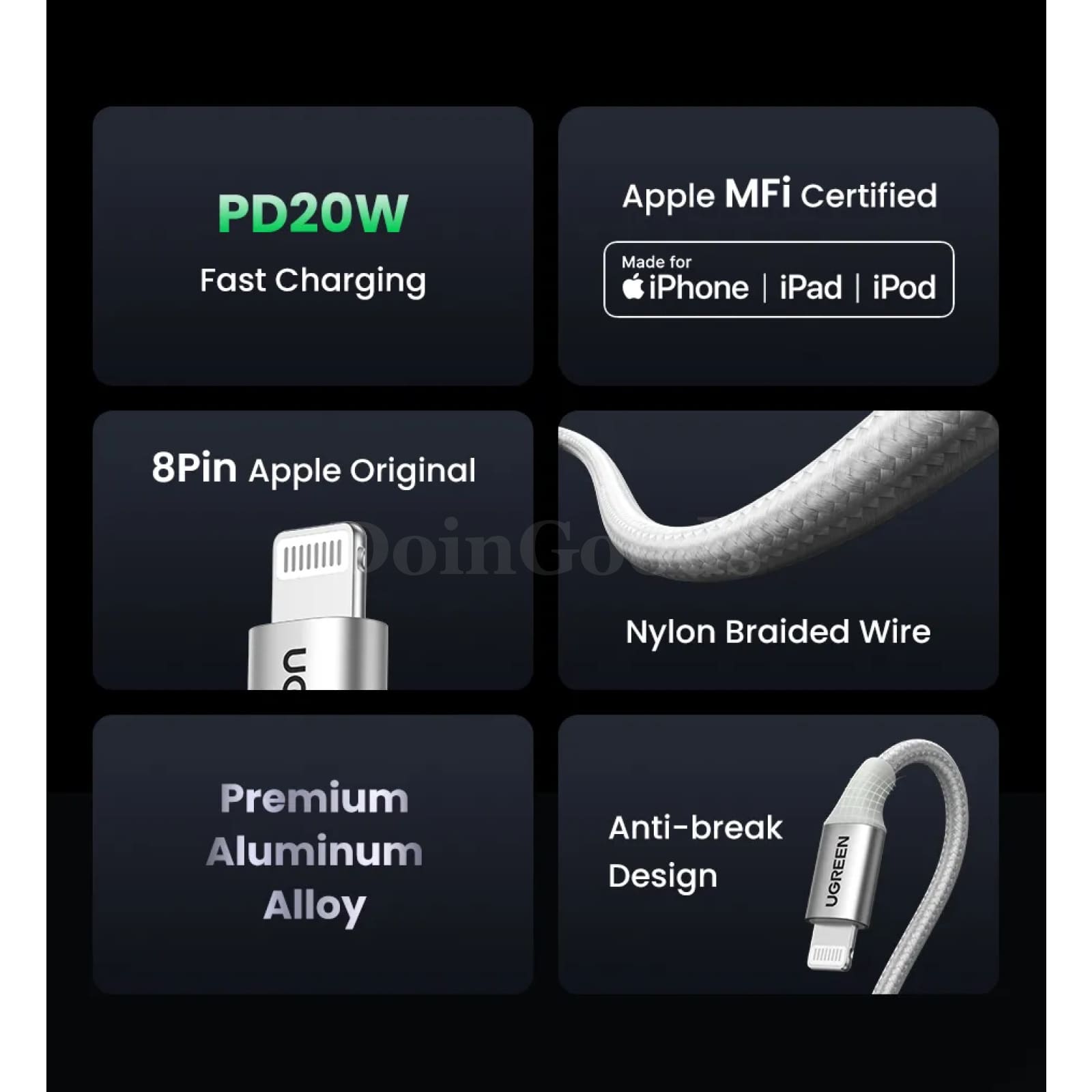 Ugreen Mfi-Certifird 20/30W Usb Type C To Lightning Cable For Iphone 14 Pro Max 301635