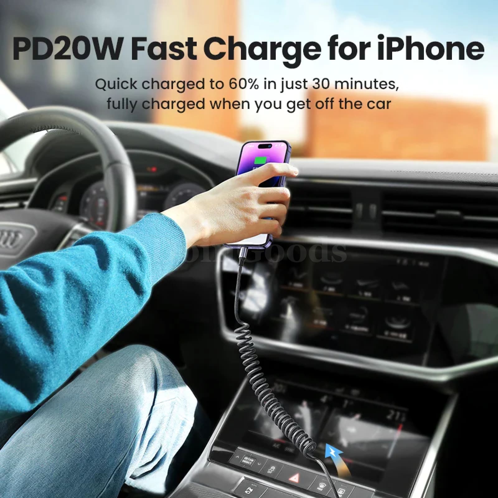 Ugreen Mfi-Certified 3A Usb C To Lightning Spring Cable For Iphone 14 13 12 Pro 301635