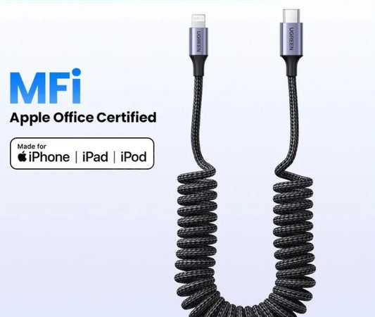 Ugreen Mfi-Certified 3A Usb C To Lightning Spring Cable For Iphone 14 13 12 Pro 301635