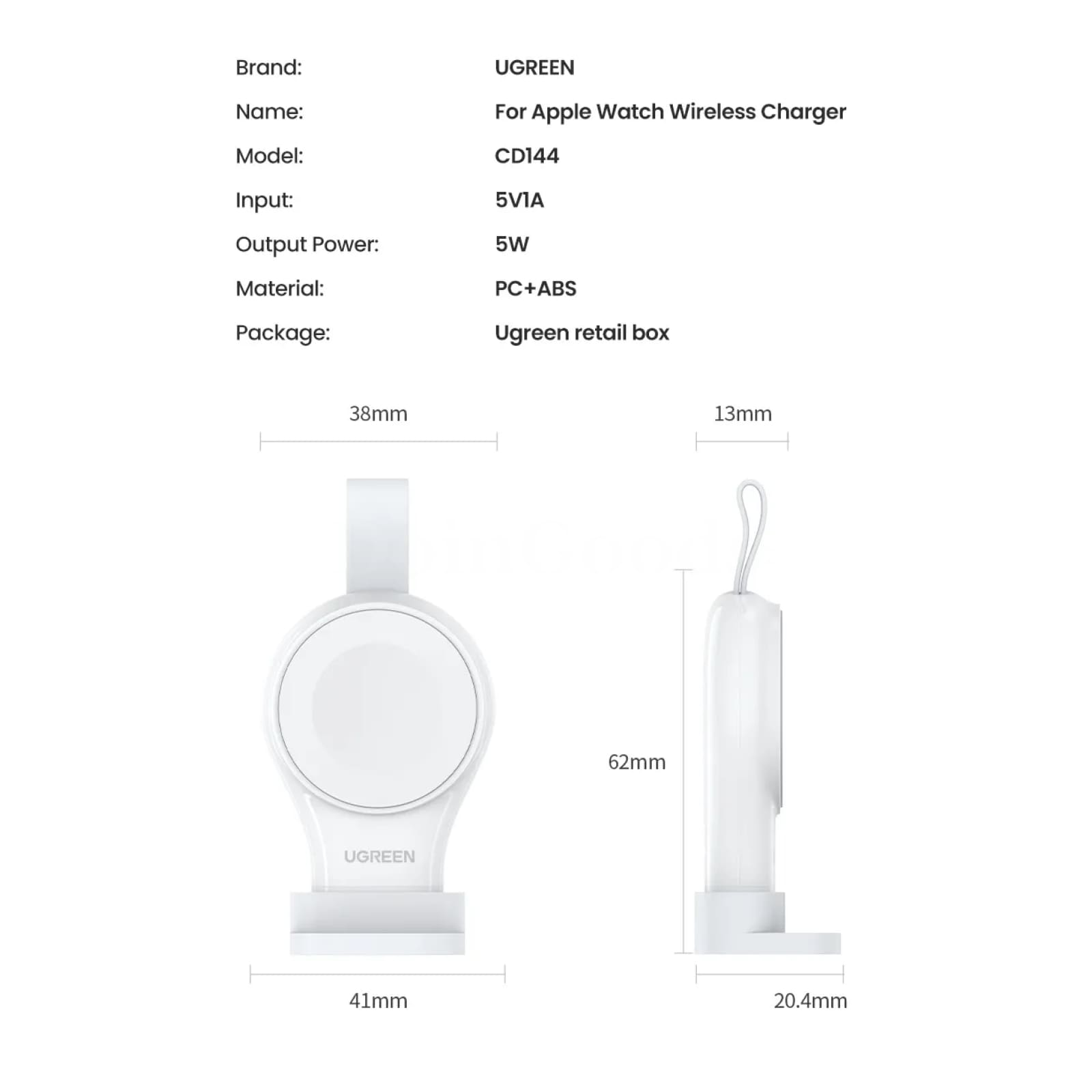 Ugreen Mfi-Certified Apple Watch Wireless Charger Usb Type C Magnetic Fast Ultra 301635