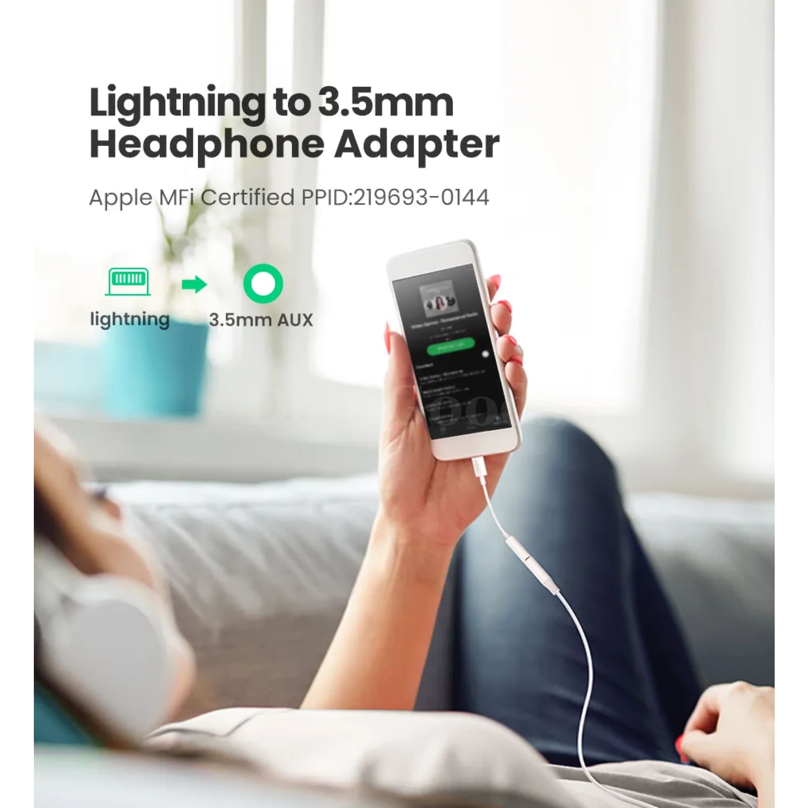 Ugreen Mfi-Certified Lightning To 3.5Mm Jack Adapter Aux Converter For Iphone 301635