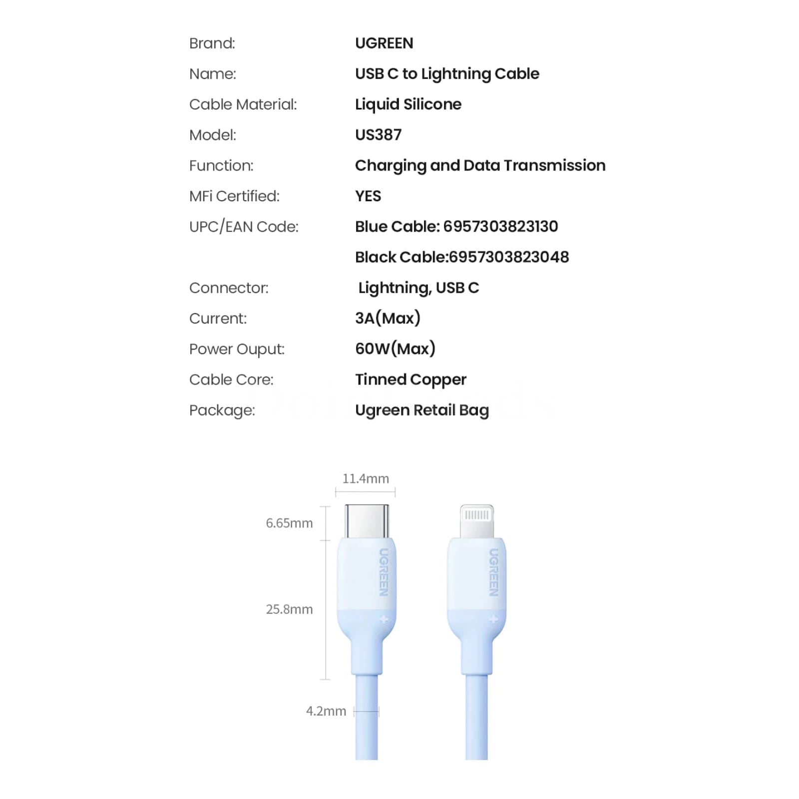 Ugreen Mfi-Certified Silicone Usb C Lightning Cable 20W Pd Fast Charging Iphone 301635