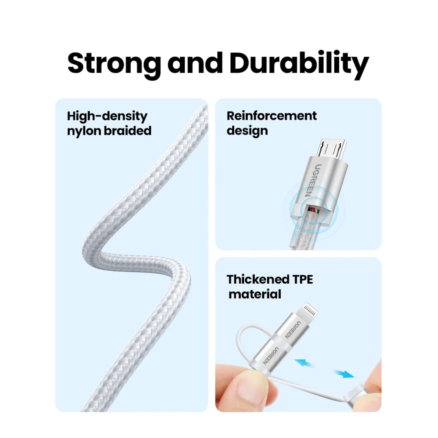 Ugreen Mfi-Certified Usb C To Lightning Micro Cable 3A Fast Charging 3 In 1 301635