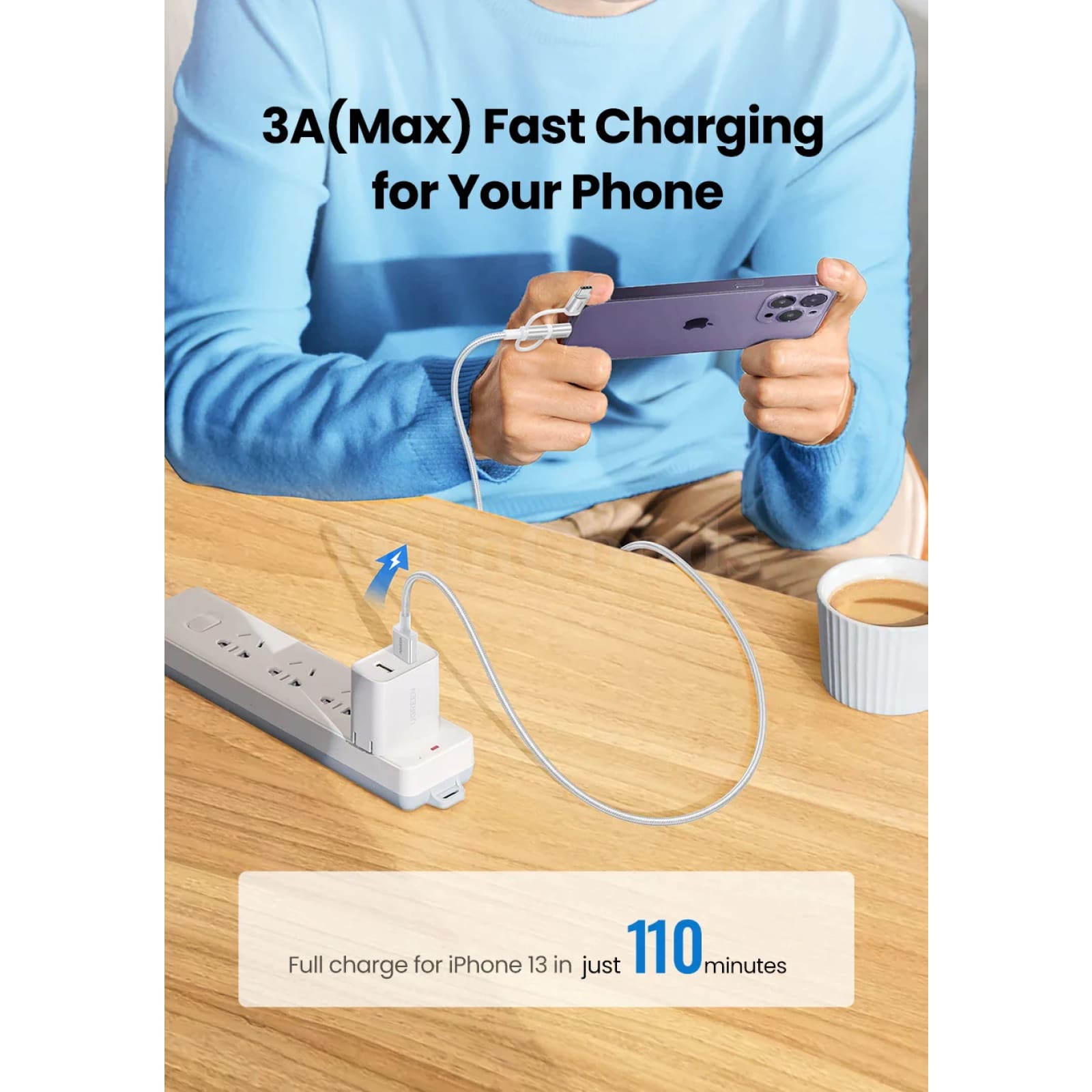 Ugreen Mfi-Certified Usb C To Lightning Micro Cable 3A Fast Charging 3 In 1 301635